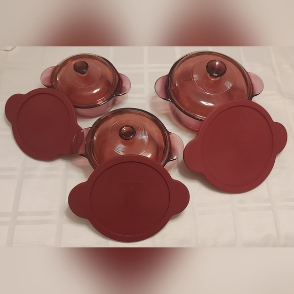 Corningware Other - Vintage Corningware Cranberry Visions Cookware with Lids